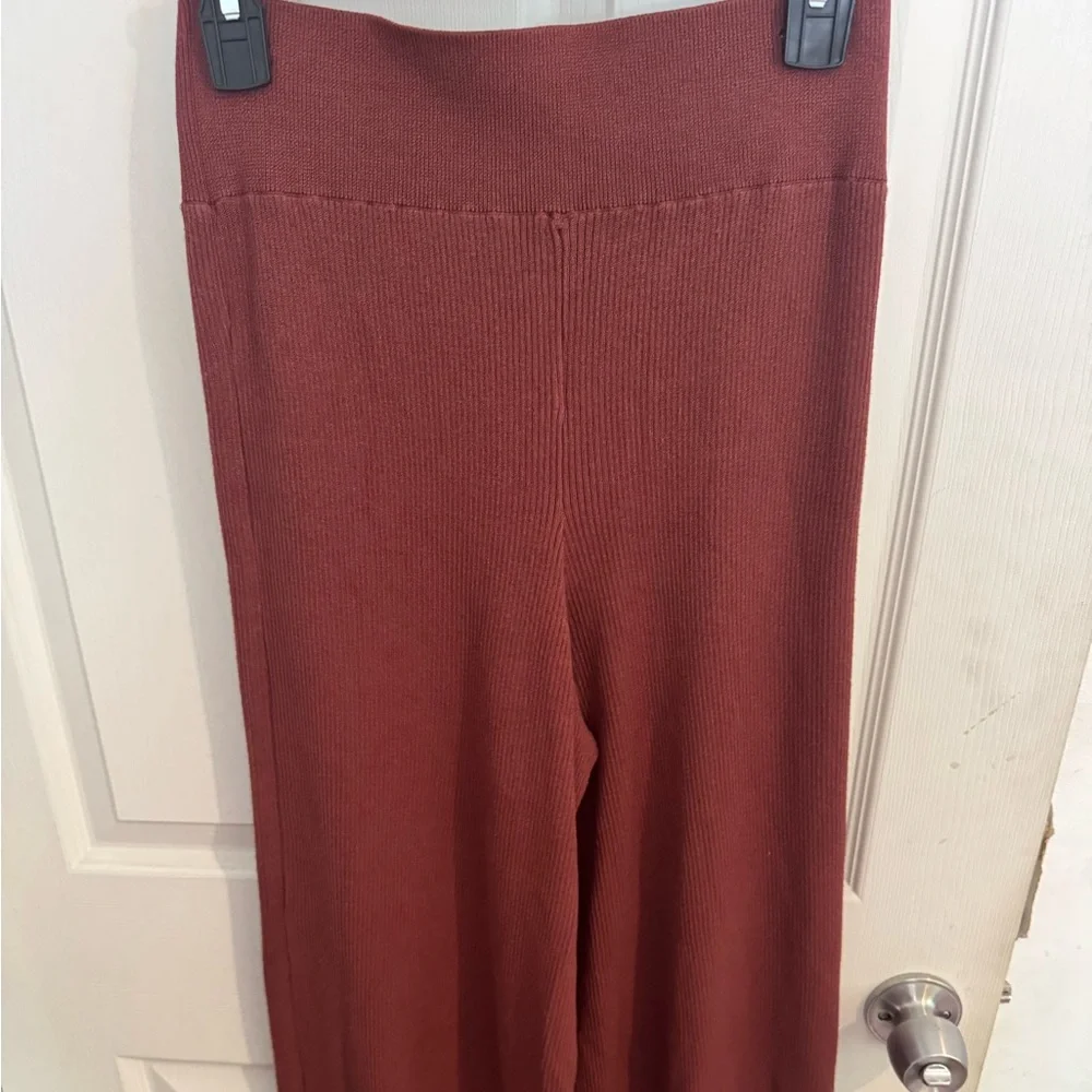 Free People Emilie Sweater Wide Leg Pants Medium In Rust - Picture 6 of 16